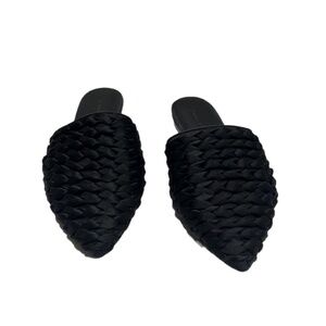 Jenni Kayne Black Satin Braided Mules NWT Size 36